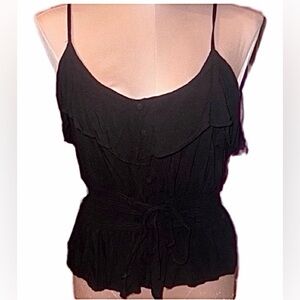 Mine Black Ruffle milk maid type Camisole Top
